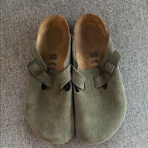 Birkenstock Boston Suede Clogs Taupe Size 40 Regular — Made in Germany